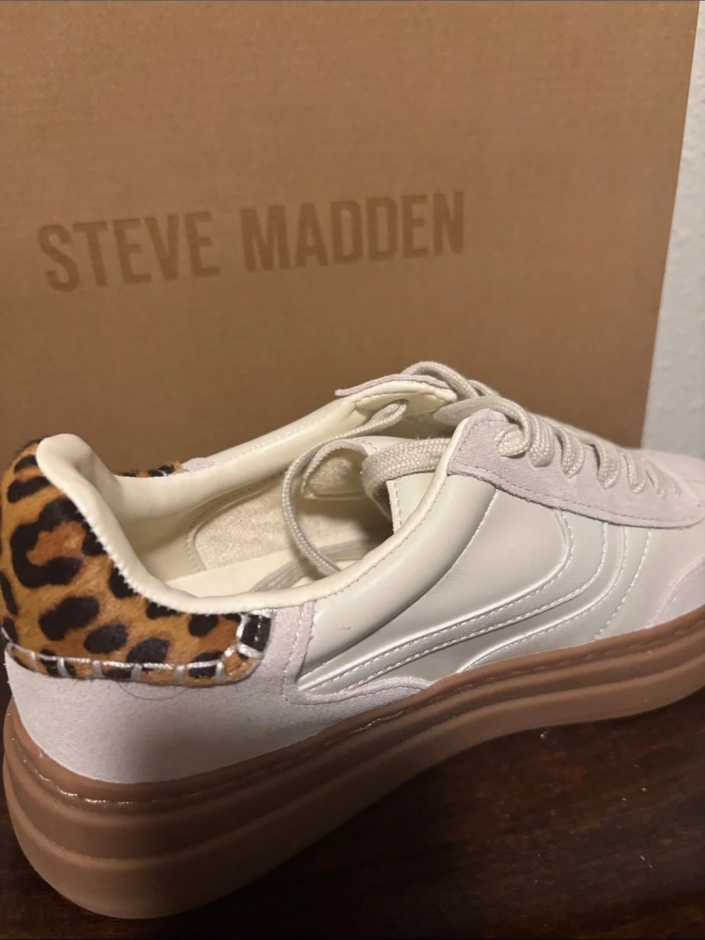 Steve Madden Cream, Tan & Leopard Platform Sneakers